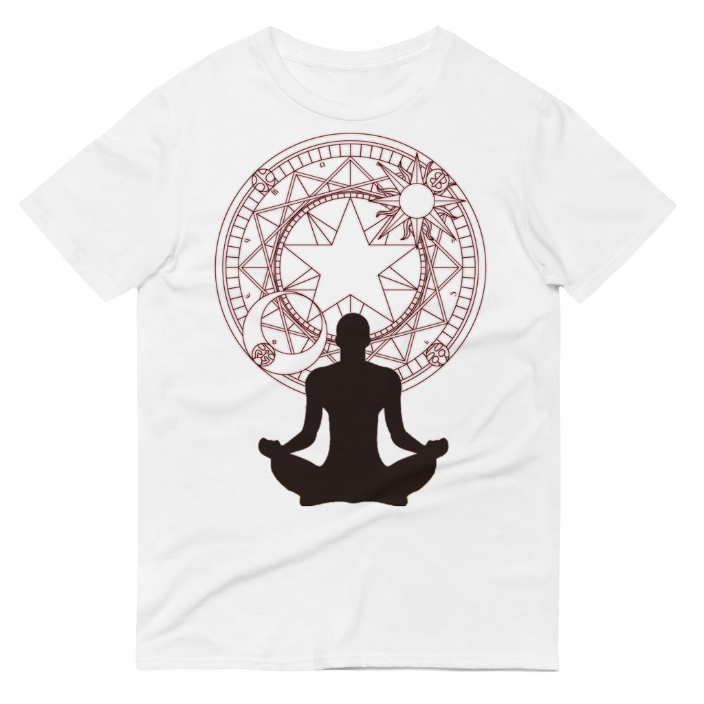 Round black star and sun Meditation Short-Sleeve T-Shirt